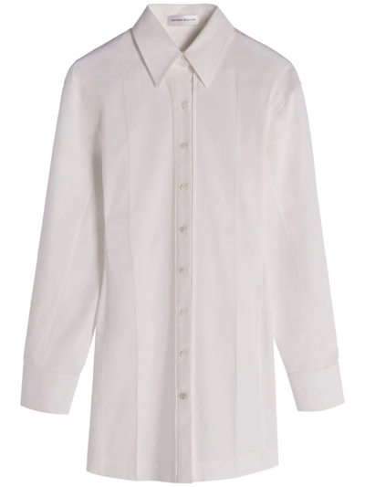 Shop Victoria Beckham Fitted Mini Shirt Dress In Weiss