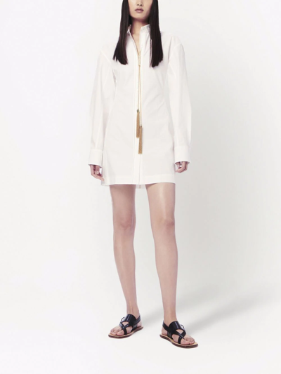 Shop Victoria Beckham Fitted Mini Shirt Dress In Weiss
