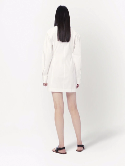 Shop Victoria Beckham Fitted Mini Shirt Dress In Weiss