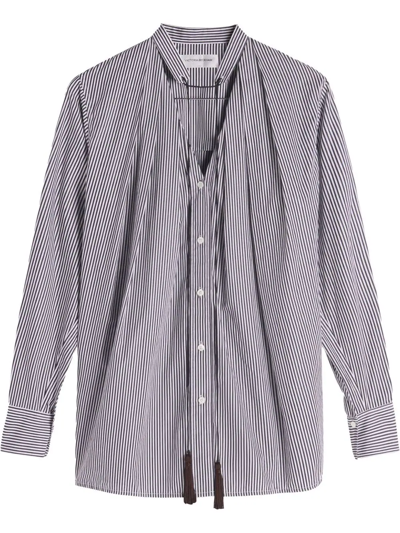 Shop Victoria Beckham Tassel-detail Striped Shirt In Schwarz