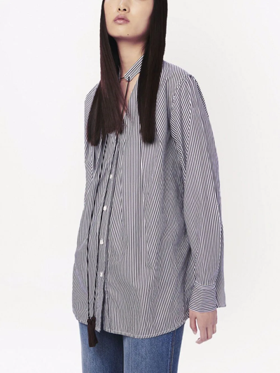 Shop Victoria Beckham Tassel-detail Striped Shirt In Schwarz