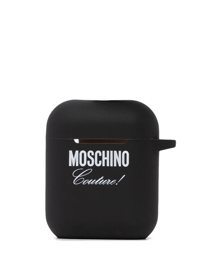 Shop Moschino Logo-print Airpods Case In Black