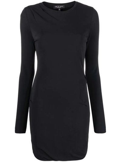 Rag & Bone Poppy Draped Mini Dress In Schwarz