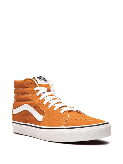 Vans Sk8-hi Flame/true White Classic Hi Top Unisex Sneakers Vn0a38ge2w1 In Orange