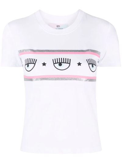 Shop Chiara Ferragni Eye-print Cotton T-shirt In Weiss