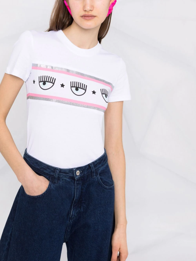 Shop Chiara Ferragni Eye-print Cotton T-shirt In Weiss