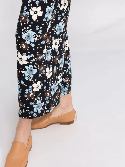 Shop Vivetta High-waisted Flower-print Trousers In Schwarz