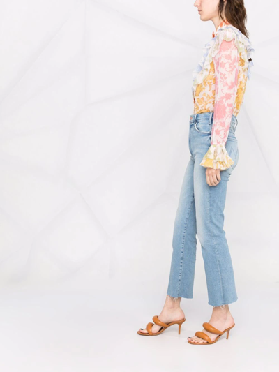 Mother The Hustler High Waist Ankle Fray Jeans In Blue