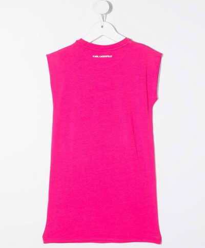 Shop Karl Lagerfeld Choupette-print T-shirt Dress In Pink