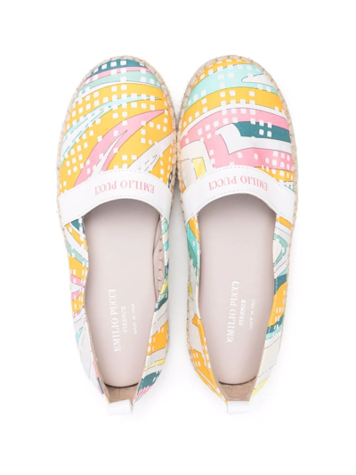 Emilio Pucci Junior Onde-print Espadrilles In White