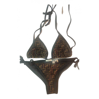 Pre-owned Fendi Two-piece Swimsuit In Brown