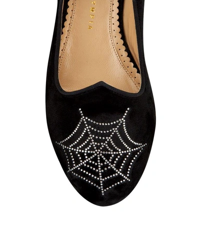 Shop Charlotte Olympia Charlotte's Web Crystal Velvet Flat