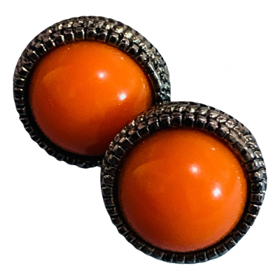 Pre-owned Tara Jarmon Silver Gilt Earrings In Orange