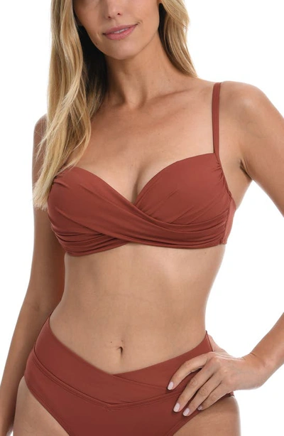 Shop La Blanca Island Goddess Wrap Bikini Top In Cinnamon