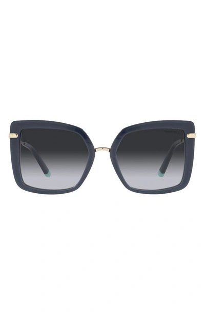 Shop Tiffany & Co 54mm Square Sunglasses In Dark Blue / Blue Gr Black