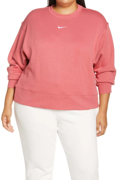 Shop Nike Collection Essentials Crewneck Sweatshirt In Archaeo Pink/ White