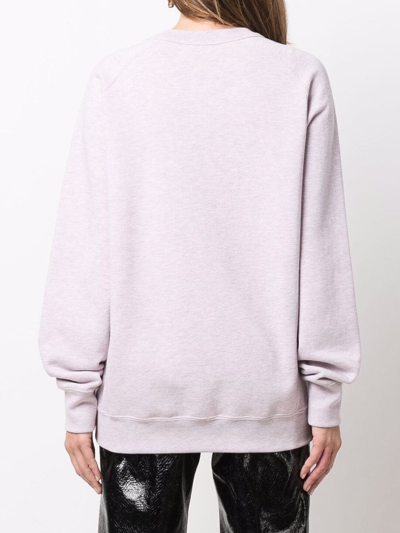 Shop Saint Laurent Logo-print Oversized Sweater In Purple