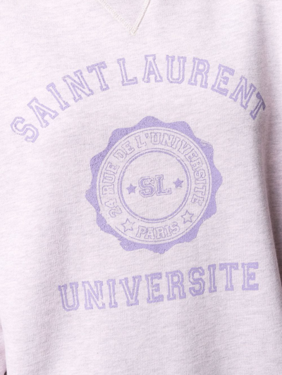 Shop Saint Laurent Logo-print Oversized Sweater In Purple