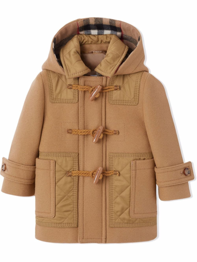 Shop Burberry Diamond Quilted Panel Duffle Coat In Brown