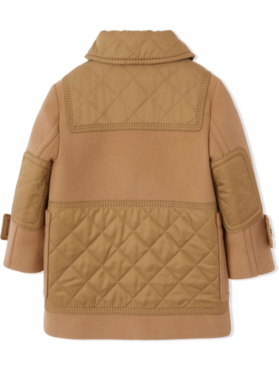 Shop Burberry Diamond Quilted Panel Duffle Coat In Brown