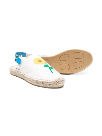 Shop Stella Mccartney Teen Embroidered Slingback Sandals In White