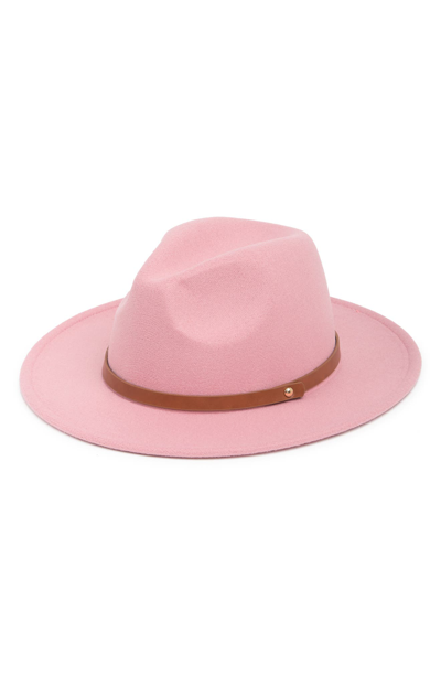 Shop Melrose And Market Faux Leather Trim Felt Panama Hat In Pink Combo