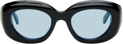 Shop Bonnie Clyde Black Portal Sunglasses In Black-blue