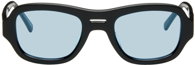 Shop Bonnie Clyde Black Acetate Maniac Sunglasses In Black-blue