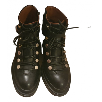 Pre-owned L'autre Chose Leather Lace Up Boots In Black