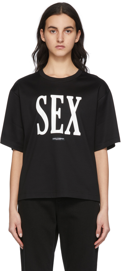 Shop Dolce & Gabbana Black Oversized 'sex' T-shirt In N0000 Black