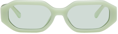 Shop Attico Green Linda Farrow Edition Irene Sunglasses In Mint/ Yellow Gold/ G