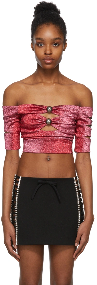 Shop Area Pink Banded Crop Top In Pink/red