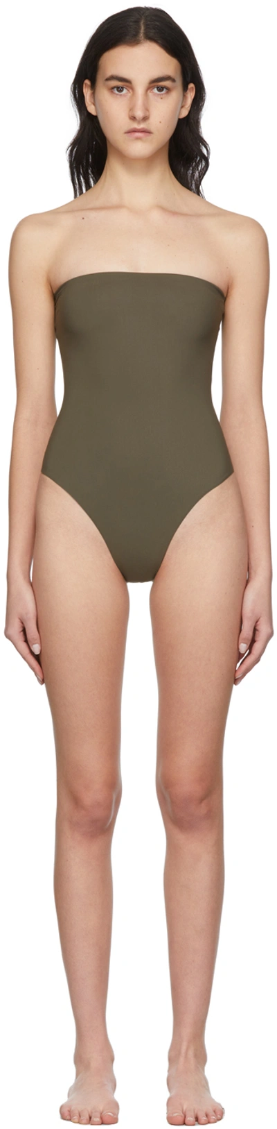 Shop Lido Khaki Sedici One-piece Swimsuit In Olive