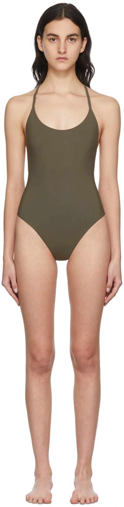 Shop Lido Khaki Uno One-piece Swimsuit In Olive