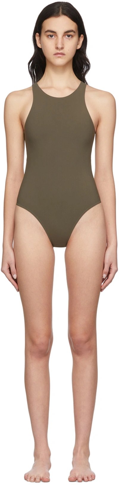 Shop Lido Khaki Quattordici One-piece Swimsuit In Olive