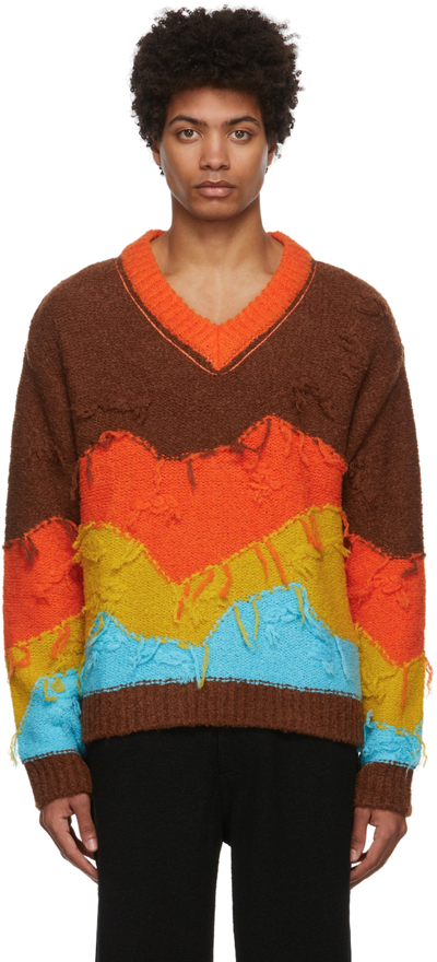 Shop Andersson Bell Brown Mountain Intarsia Sweater In Range/blue/