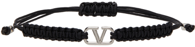 Shop Valentino Black Vlogo Bracelet In 0no Nero