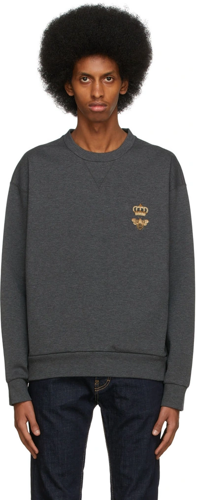 Shop Dolce & Gabbana Grey Embroidered Sweatshirt In S8450 Bicolore (non