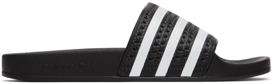 Shop Adidas Originals Black & White Adilette Slides In Core Blk/wh