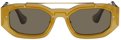 Shop Versace Gold Mirror Medusa Biggie Sunglasses In 1002/3 Transparent B