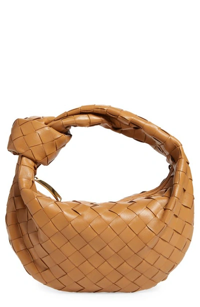 Bottega Veneta Mini Jodie Leather Hobo In Caramel Gold