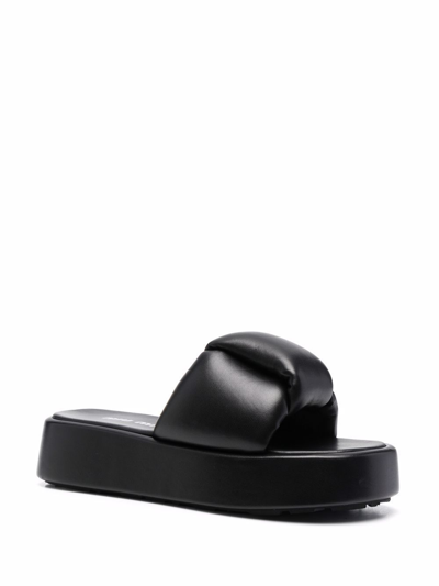 Miu Miu Padded Leather Sandals In Black