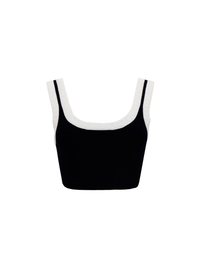 Alexander Wang Logo Trim Bra Top In Chenille Viscose In Black