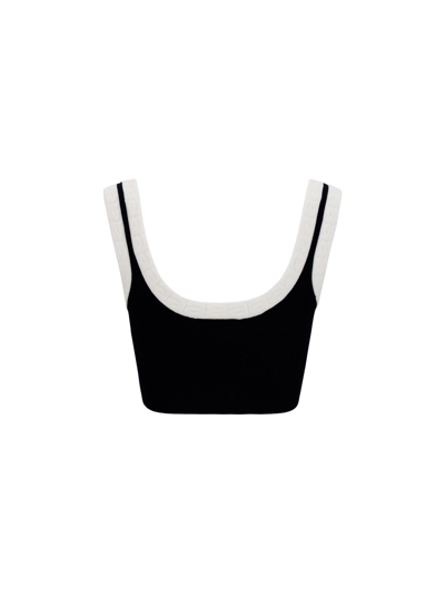 Alexander Wang Logo Trim Bra Top In Chenille Viscose In Black