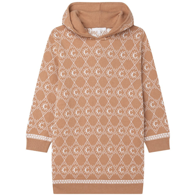 Chloé Monogram-pattern Knitted Jumper Dress In Brown