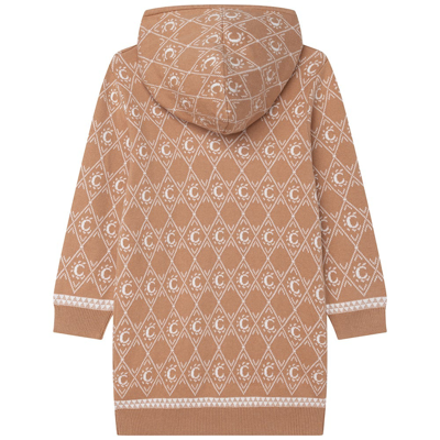 Chloé Monogram-pattern Knitted Jumper Dress In Brown