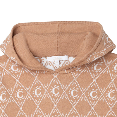 Chloé Monogram-pattern Knitted Jumper Dress In Brown