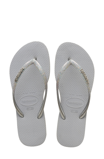 Shop Havaianas Slim Glitter Flip Flop In Ice Grey/ Grey