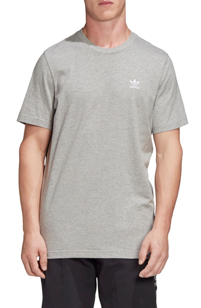 Shop Adidas Originals Essential Trefoil T-shirt In Medium Grey Heather