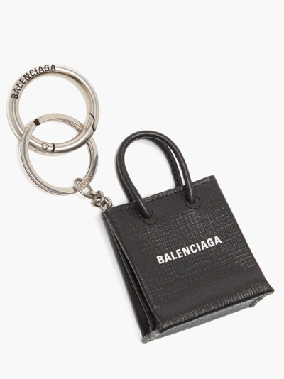 Lade være med sendt Bemyndige Balenciaga Shopping Tote Leather Keyring In Black | ModeSens